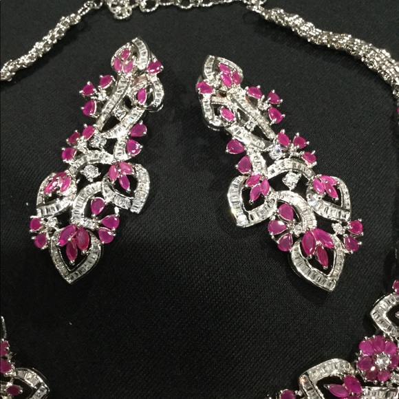 Indian Pakistani wedding necklace earrings saree - Picture 6 of 10